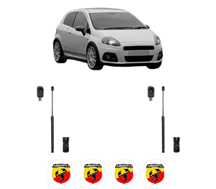 Set amortizoare portbagaj haion pentru ABARTH GRANDE PUNTO din 2007-2010, 2 bucati, MAGNUM TECHNOLOGY, 4 stickere auto ABARTH