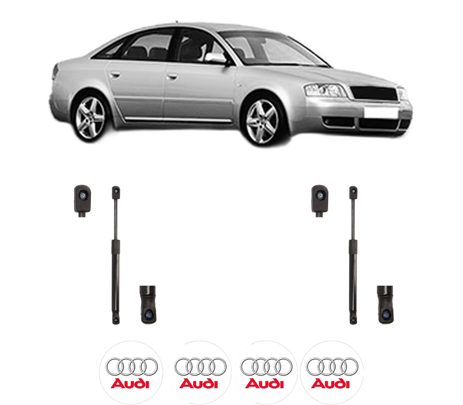 Set amortizoare portbagaj haion pentru AUDI A6 C5 (4B2, 4B4) din 1997-2005, 2 bucati, MAGNUM TECHNOLOGY, 4 stickere auto AUDI