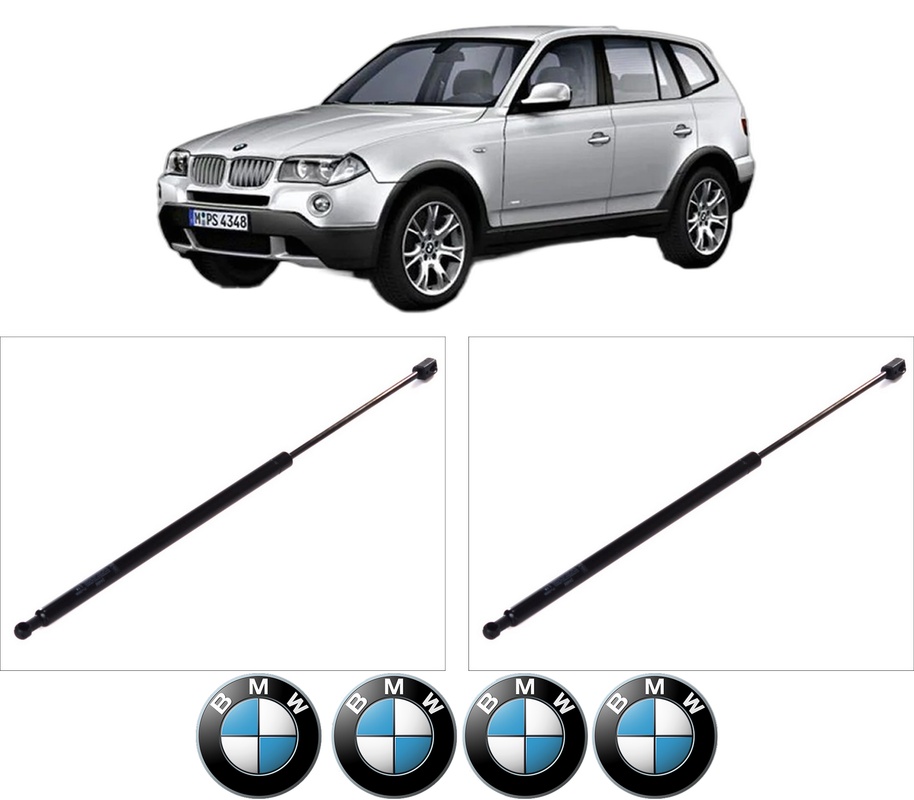 Set amortizoare portbagaj haion pentru BMW X3 (E83) din 2003-2011, 2 bucati, KROSNO, 4 stickere auto BMW