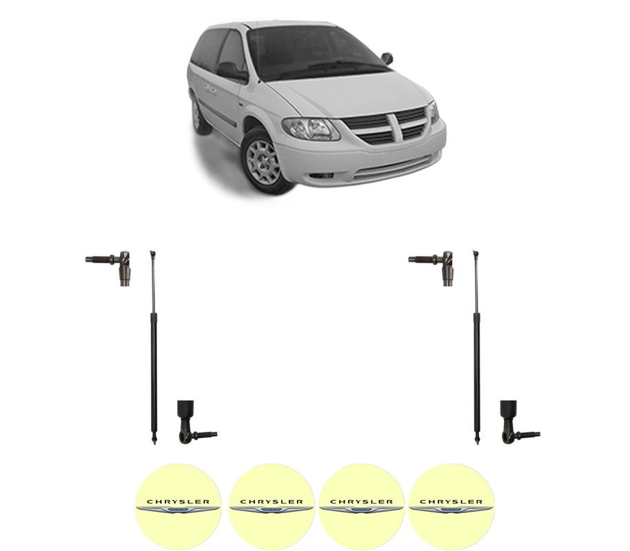 Set amortizoare portbagaj haion pentru CHRYSLER VOYAGER / GRAND VOYAGER IV (RG) din 2000-2008, 2 bucati, MAGNUM TECHNOLOGY, 4 stickere auto CHRYSLER