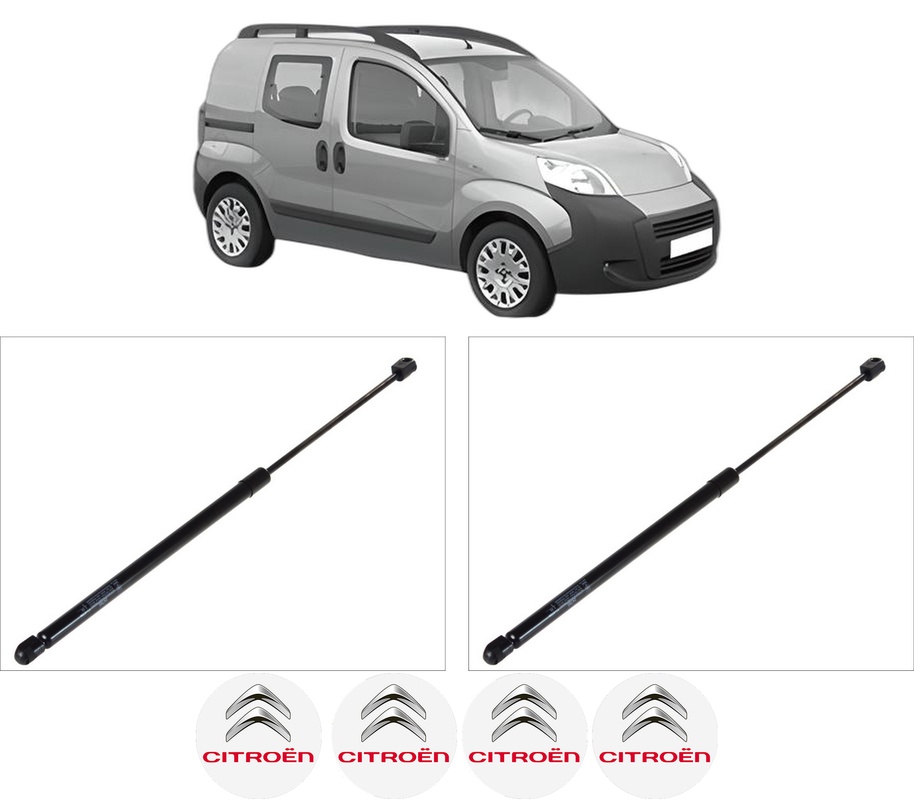 Set amortizoare portbagaj haion pentru CITROEN NEMO MPV din 2009-2010, 2 bucati, KROSNO, 4 stickere auto CITROEN