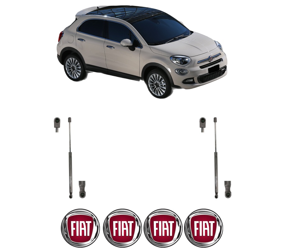 Set amortizoare portbagaj haion pentru FIAT 500X (334_) din 2014-2020, 2 bucati, KROSNO, 4 stickere auto FIAT