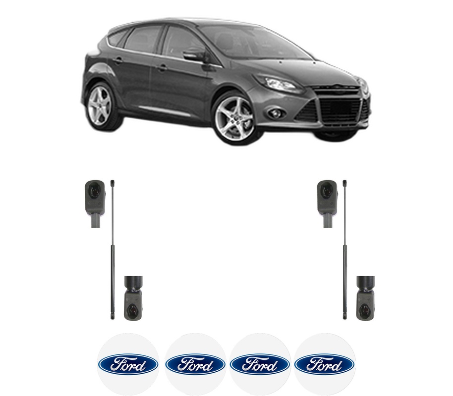 Set amortizoare portbagaj haion pentru FORD FOCUS III din 2010-2020, 2 bucati, MAGNUM TECHNOLOGY, 4 stickere auto FORD