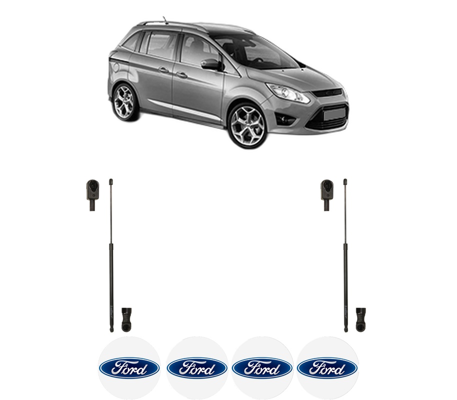 Set amortizoare portbagaj haion pentru FORD GRAND C-MAX (DXA/CB7, DXA/CEU) din 2010-2019, 2 bucati, KROSNO, 4 stickere auto FORD