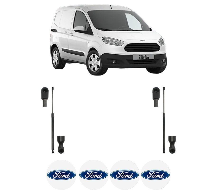 Set amortizoare portbagaj haion pentru FORD TRANSIT COURIER B460 Box Body/MPV din 2014-2023, 2 bucati, KROSNO, 4 stickere auto FORD