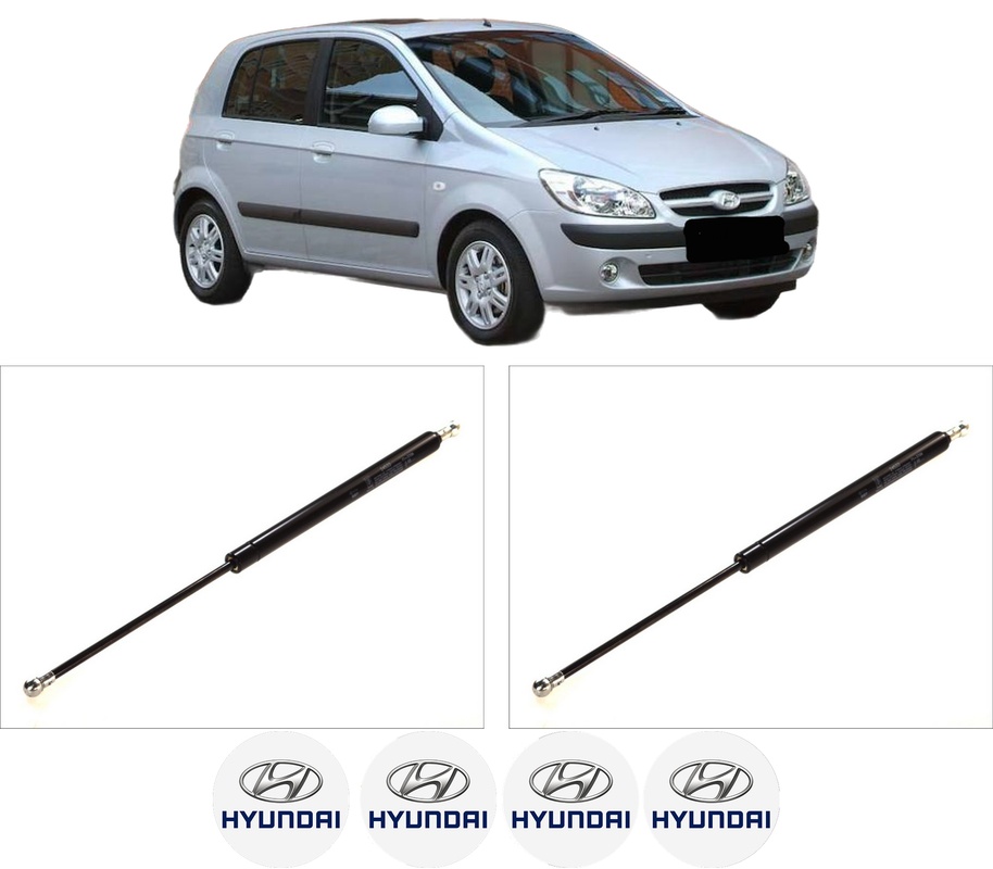Set amortizoare portbagaj haion pentru HYUNDAI GETZ (TB) din 2002-2010, 2 bucati, KROSNO, 4 stickere auto HYUNDAI