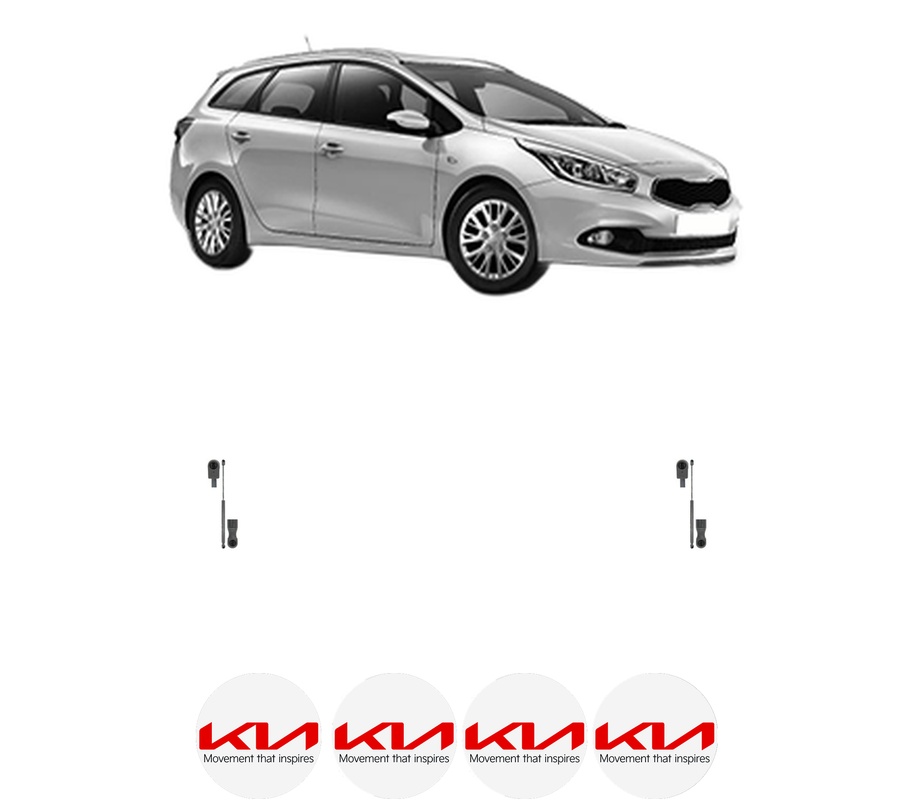 Set amortizoare portbagaj haion pentru KIA CEE'D Sportswagon (JD) din 2012-2018, 2 bucati, KROSNO, 4 stickere auto KIA