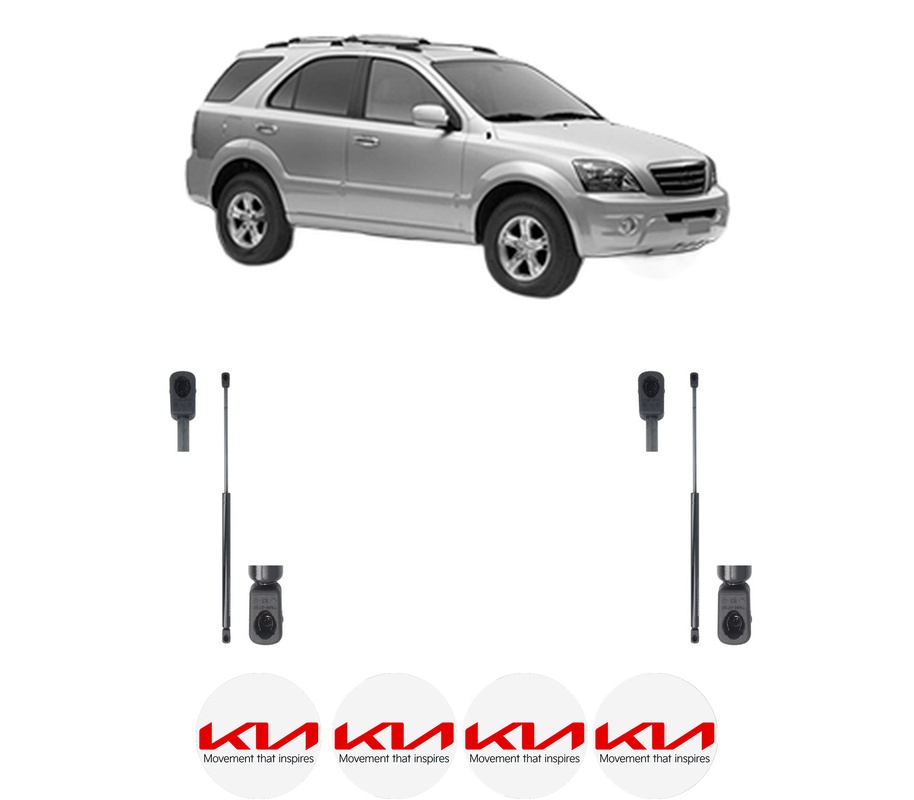 Set amortizoare portbagaj haion pentru KIA SORENTO I (JC) din 2002-2011, 2 bucati, MAGNUM TECHNOLOGY, 4 stickere auto KIA
