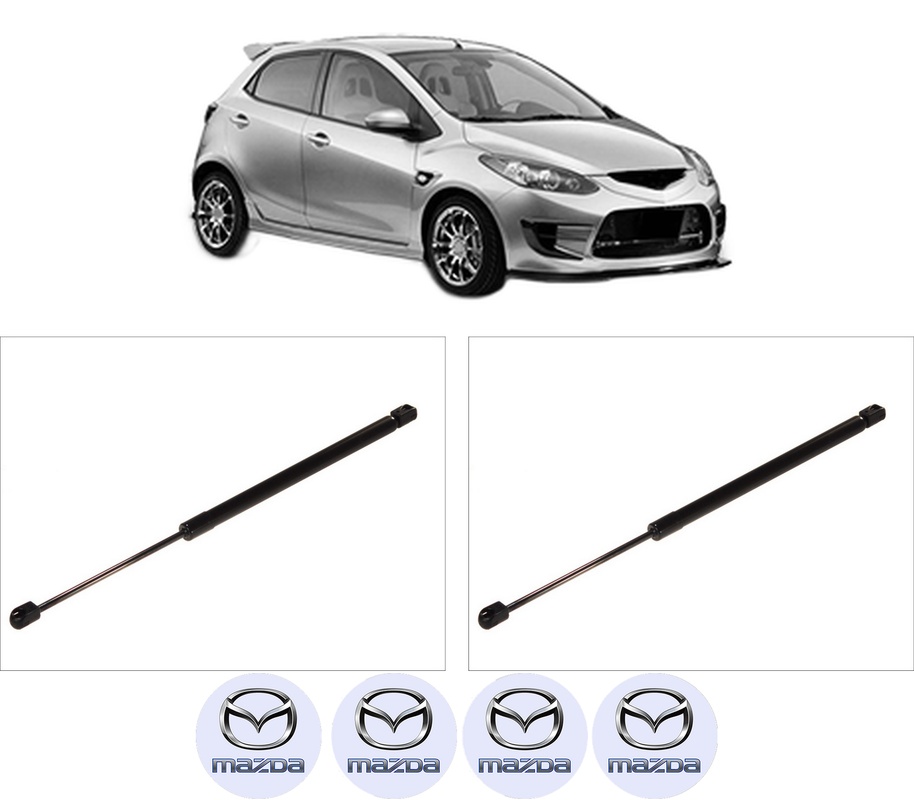 Set amortizoare portbagaj haion pentru MAZDA 2 (DE_, DH_) din 2007-2015, 2 bucati, KROSNO, 4 stickere auto MAZDA