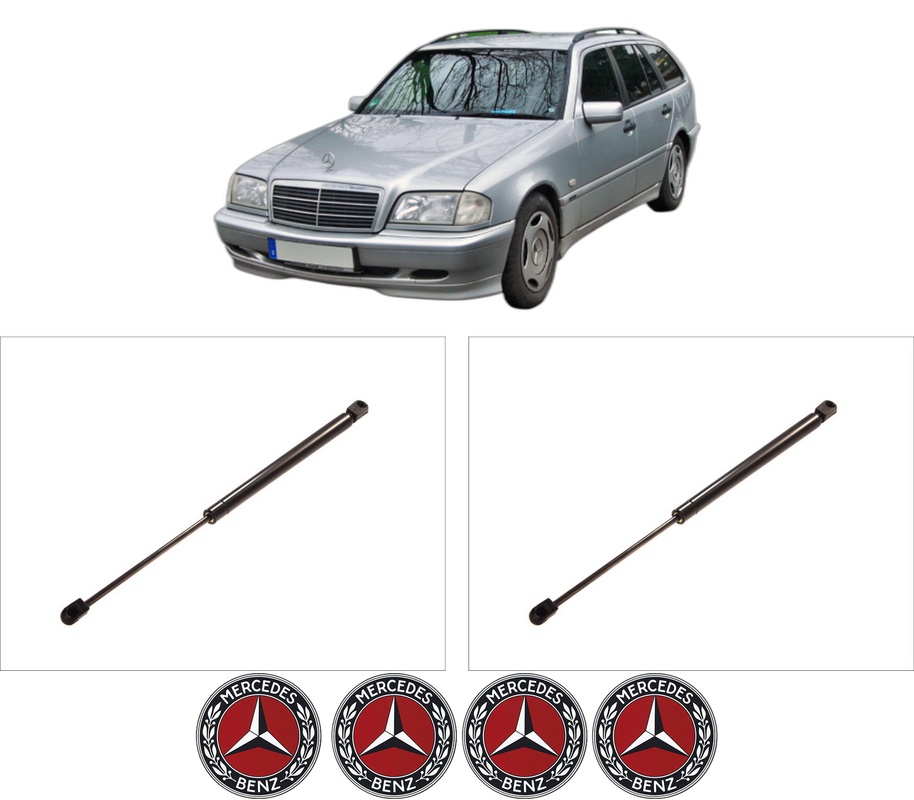 Set amortizoare portbagaj haion pentru MERCEDES-BENZ C-CLASS T-Model (S202) din 1996-2001, 2 bucati, KROSNO, 4 stickere auto MERCEDES-BENZ