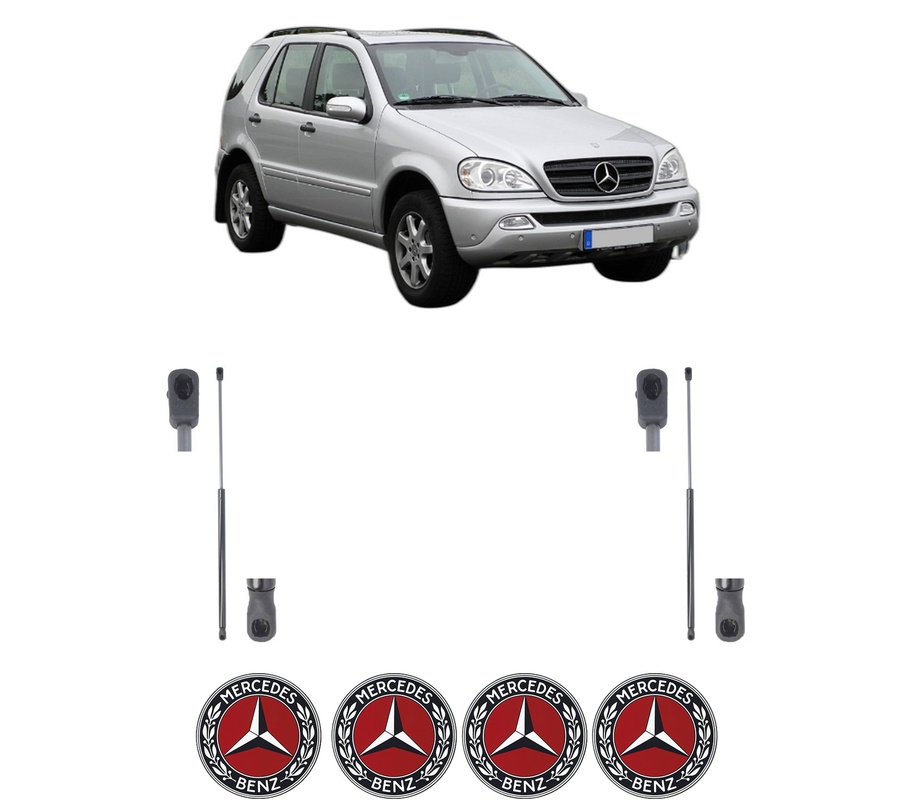 Set amortizoare portbagaj haion pentru MERCEDES-BENZ M-CLASS (W163) din 1998-2005, 2 bucati, MAGNUM TECHNOLOGY, 4 stickere auto MERCEDES-BENZ