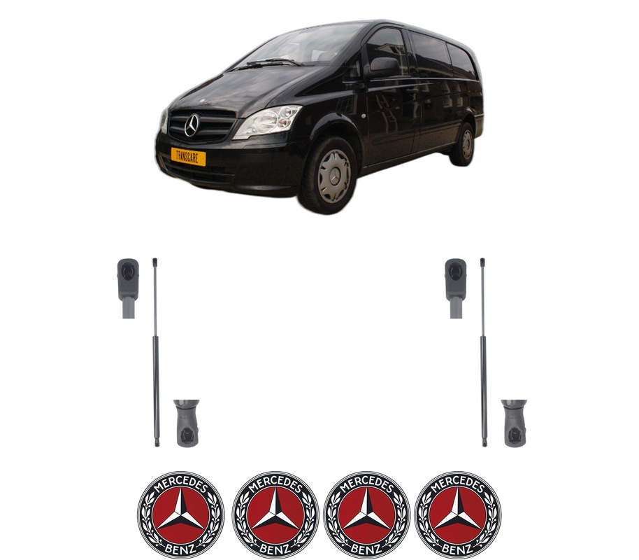 Set amortizoare portbagaj haion pentru MERCEDES-BENZ VITO / MIXTO Van (W639) din 2003-2012, 2 bucati, MAGNUM TECHNOLOGY, 4 stickere auto MERCEDES-BENZ
