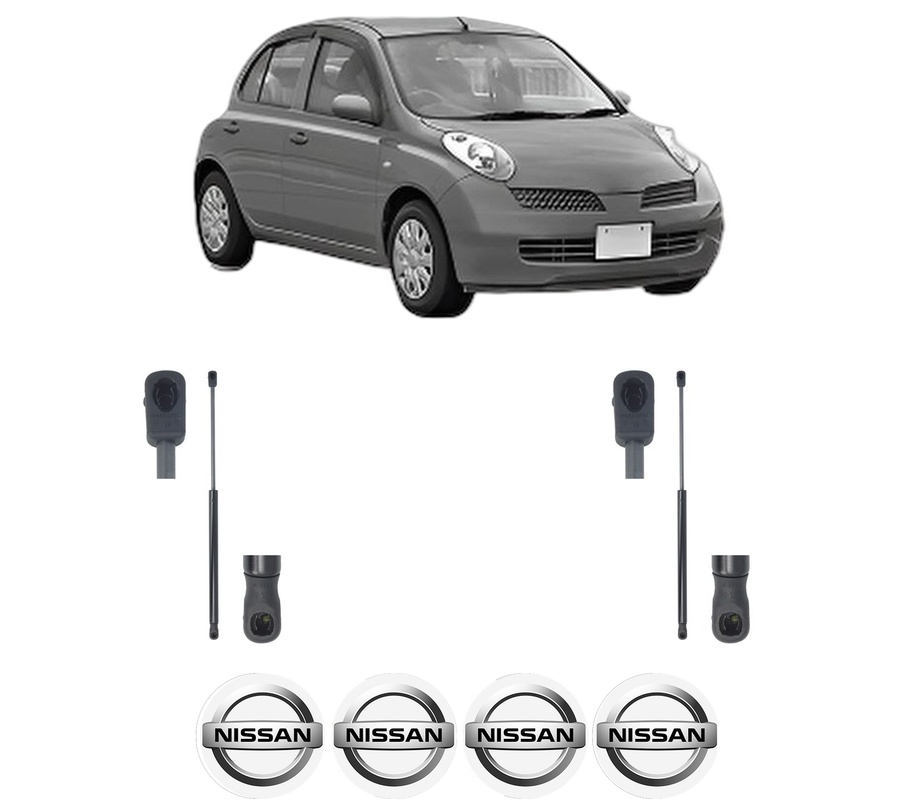 Set amortizoare portbagaj haion pentru NISSAN MICRA III (K12) din 2003-2010, 2 bucati, MAGNUM TECHNOLOGY, 4 stickere auto NISSAN