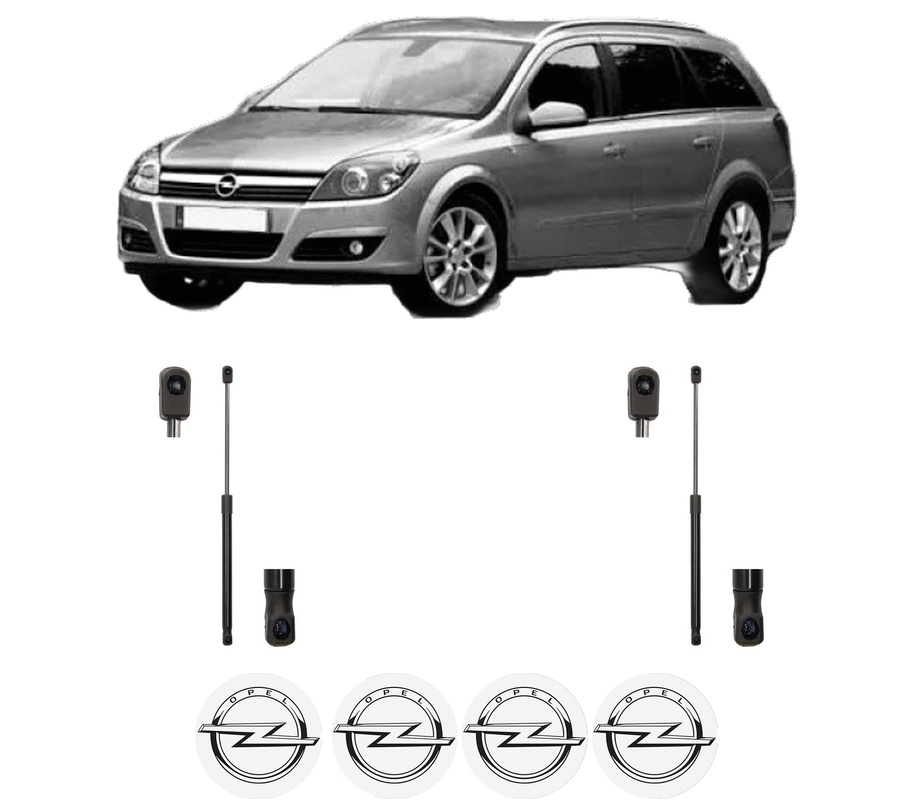 Set amortizoare portbagaj haion pentru OPEL ASTRA H Estate (A04) din 2004-2014, 2 bucati, MAGNUM TECHNOLOGY, 4 stickere auto OPEL