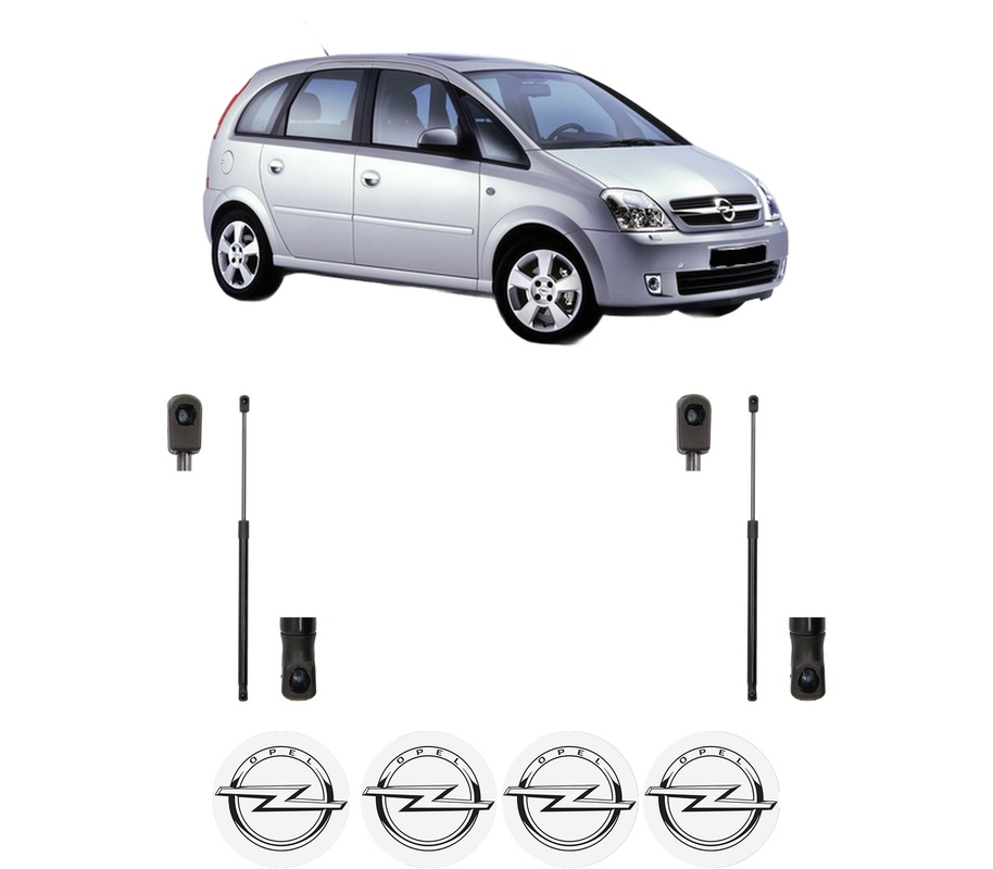 Set amortizoare portbagaj haion pentru OPEL MERIVA A MPV (X03) din 2003-2010, 2 bucati, MAGNUM TECHNOLOGY, 4 stickere auto OPEL