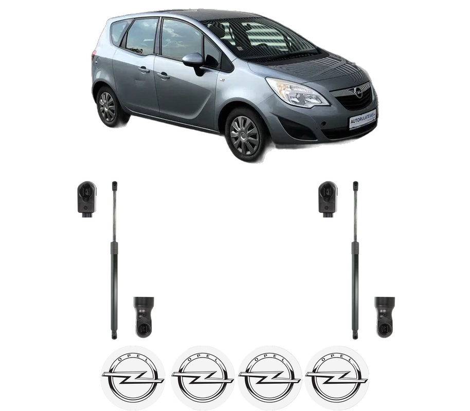 Set amortizoare portbagaj haion pentru OPEL MERIVA B VAN (S10) din 2013-2017, 2 bucati, KROSNO, 4 stickere auto OPEL