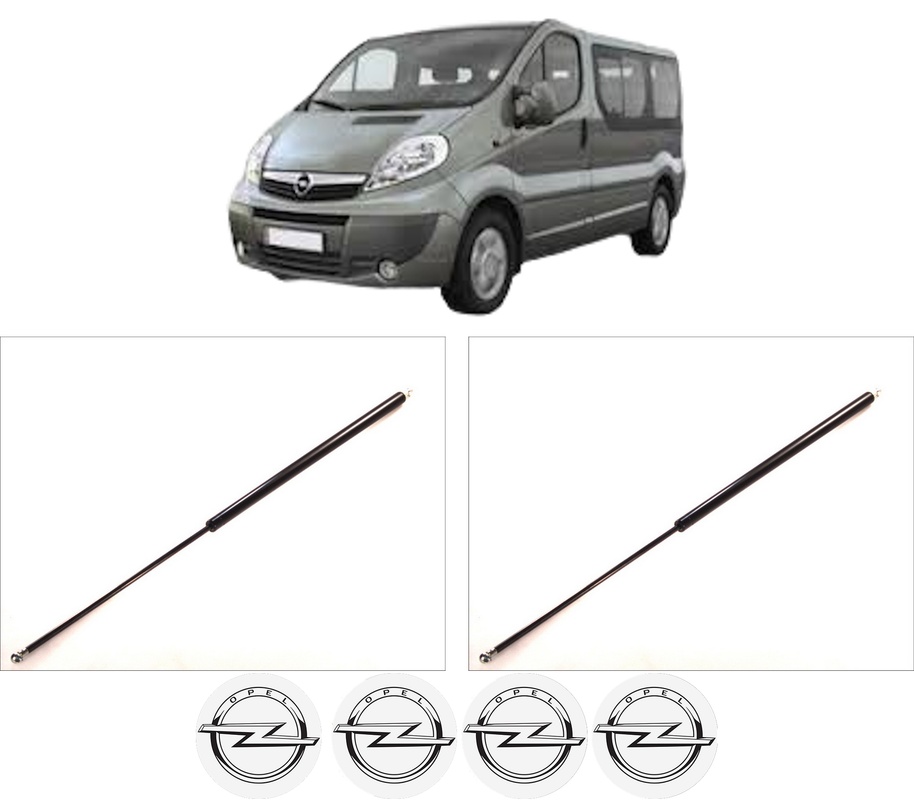 Set amortizoare portbagaj haion pentru OPEL VIVARO A Bus (X83) din 2001-2014, 2 bucati, KROSNO, 4 stickere auto OPEL
