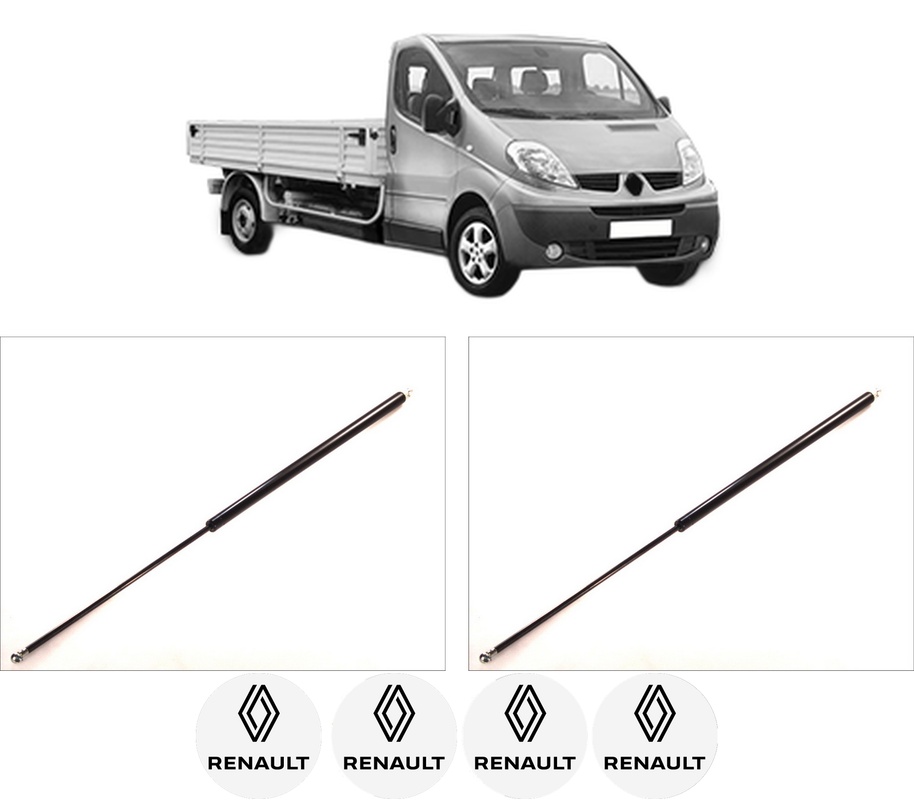 Set amortizoare portbagaj haion pentru RENAULT TRAFIC II Platform/Chassis (EL) din 2001-2003, 2 bucati, KROSNO, 4 stickere auto RENAULT