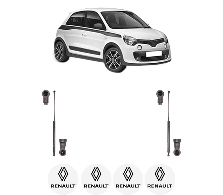 Set amortizoare portbagaj haion pentru RENAULT TWINGO III (BCM_, BCA_) din 2014-2020, 2 bucati, KROSNO, 4 stickere auto RENAULT