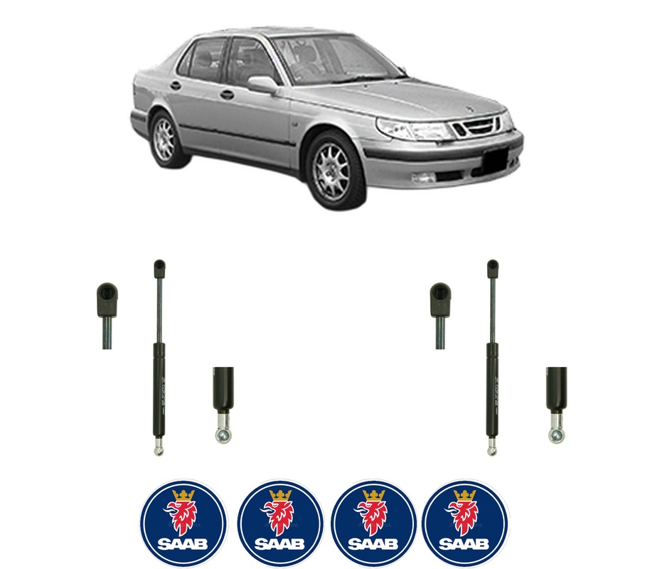 Set amortizoare portbagaj haion pentru SAAB 9-5 (YS3E) din 1997-2009, 2 bucati, KROSNO, 4 stickere auto SAAB
