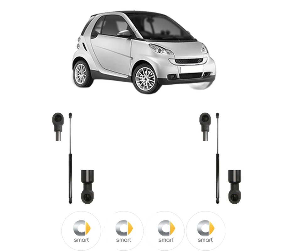 Set amortizoare portbagaj haion pentru SMART FORTWO Coupe (451) din 2007-2013, 2 bucati, MAGNUM TECHNOLOGY, 4 stickere auto SMART