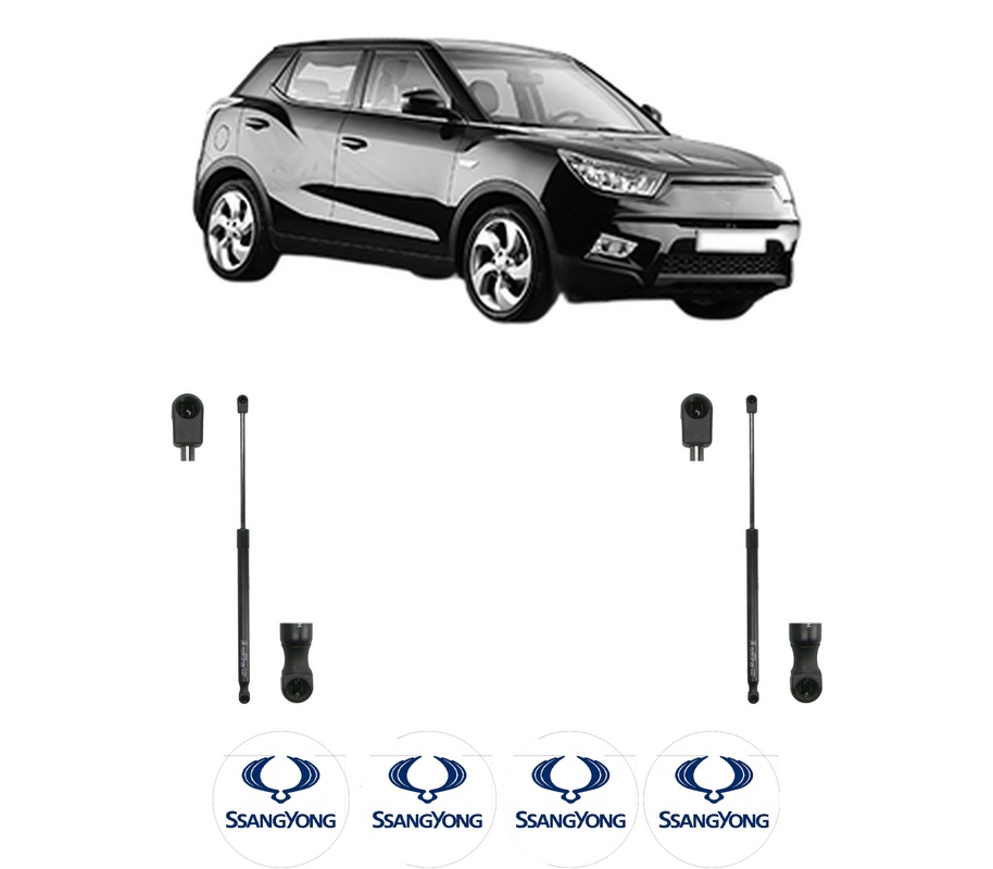 Set amortizoare portbagaj haion pentru SSANGYONG TIVOLI din 2015-2020, 2 bucati, KROSNO, 4 stickere auto SSANGYONG