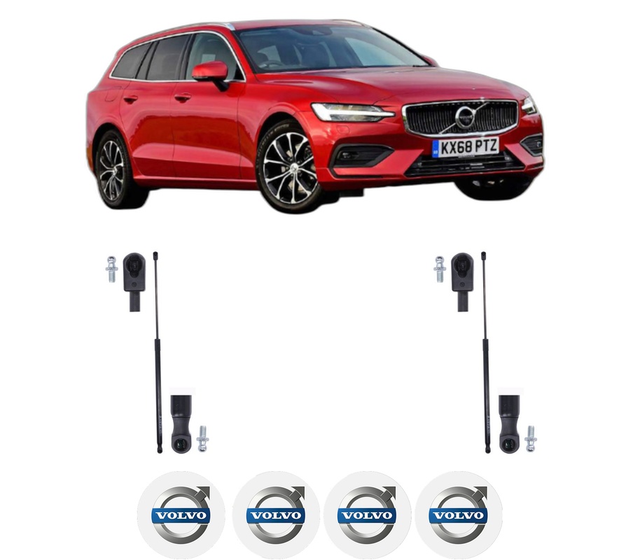 Set amortizoare portbagaj haion pentru VOLVO V60 II (225) din 2018-2023, 2 bucati, KROSNO, 4 stickere auto VOLVO