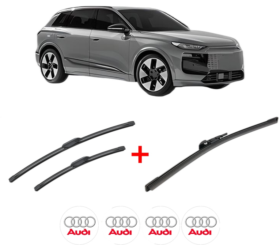 Set 3 stergatoare AUDI A3 Allstreet (8YJ) din 2024, pentru parbriz si luneta fata si spate auto, Bosch Aerotwin, din cauciuc siliconat rezistent, 4 Stickere Auto AUDI