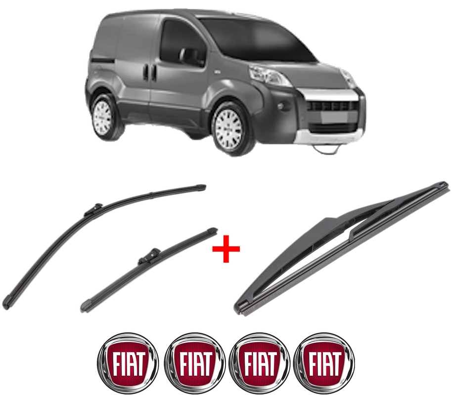 Set 3 stergatoare FIAT 500 (312_) din 2007, pentru parbriz si luneta fata si spate auto, Valeo Silencio, din cauciuc siliconat rezistent, 4 Stickere Auto FIAT