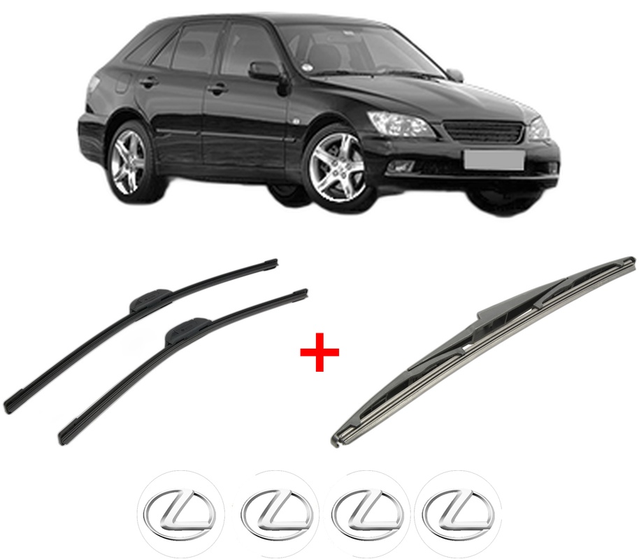 Set 3 stergatoare LEXUS IS SportCross (_E1_) din 2001 - 2005, pentru parbriz si luneta fata si spate auto, Bosch Twin, din cauciuc siliconat rezistent, 4 Stickere Auto LEXUS