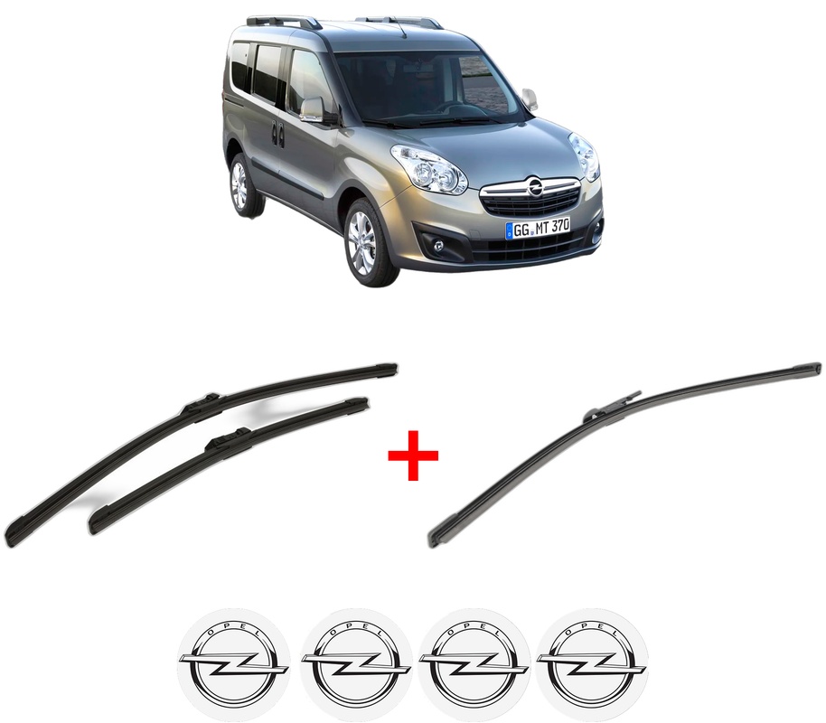 Set 3 stergatoare OPEL COMBO Tour (X12) din 2012, pentru parbriz si luneta fata si spate auto, Bosch Aerotwin, din cauciuc siliconat rezistent, 4 Stickere Auto OPEL
