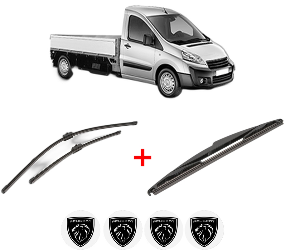 Set 3 stergatoare PEUGEOT EXPERT Platform/Chassis din 2007 - 2023, pentru parbriz si luneta fata si spate auto, Valeo Silencio, din cauciuc siliconat rezistent, 4 Stickere Auto PEUGEOT