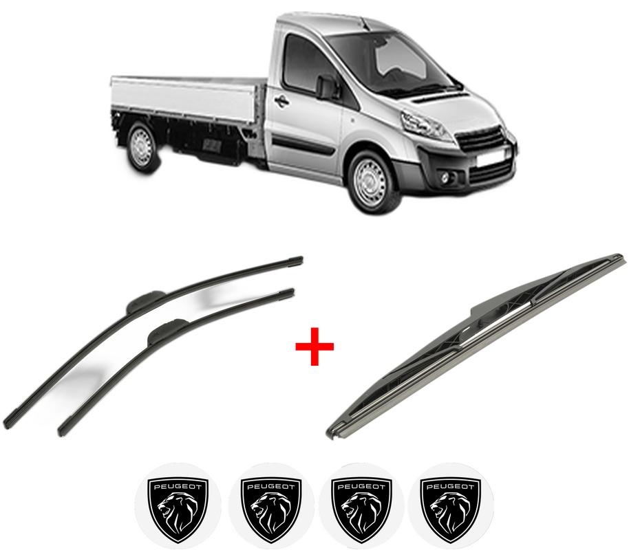 Set 3 stergatoare PEUGEOT EXPERT Platform/Chassis din 2007 - 2023, pentru parbriz si luneta fata si spate auto, Bosch Twin, din cauciuc siliconat rezistent, 4 Stickere Auto PEUGEOT