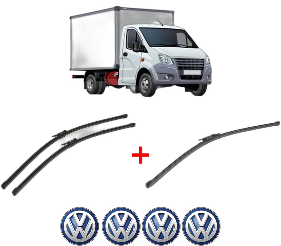 Set 3 stergatoare Volkswagen CRAFTER 30-50 Van (2E_) din 2006 - 2016, pentru parbriz si luneta fata si spate auto, Valeo Silencio Xtrm, din cauciuc siliconat rezistent, 4 Stickere Auto VW