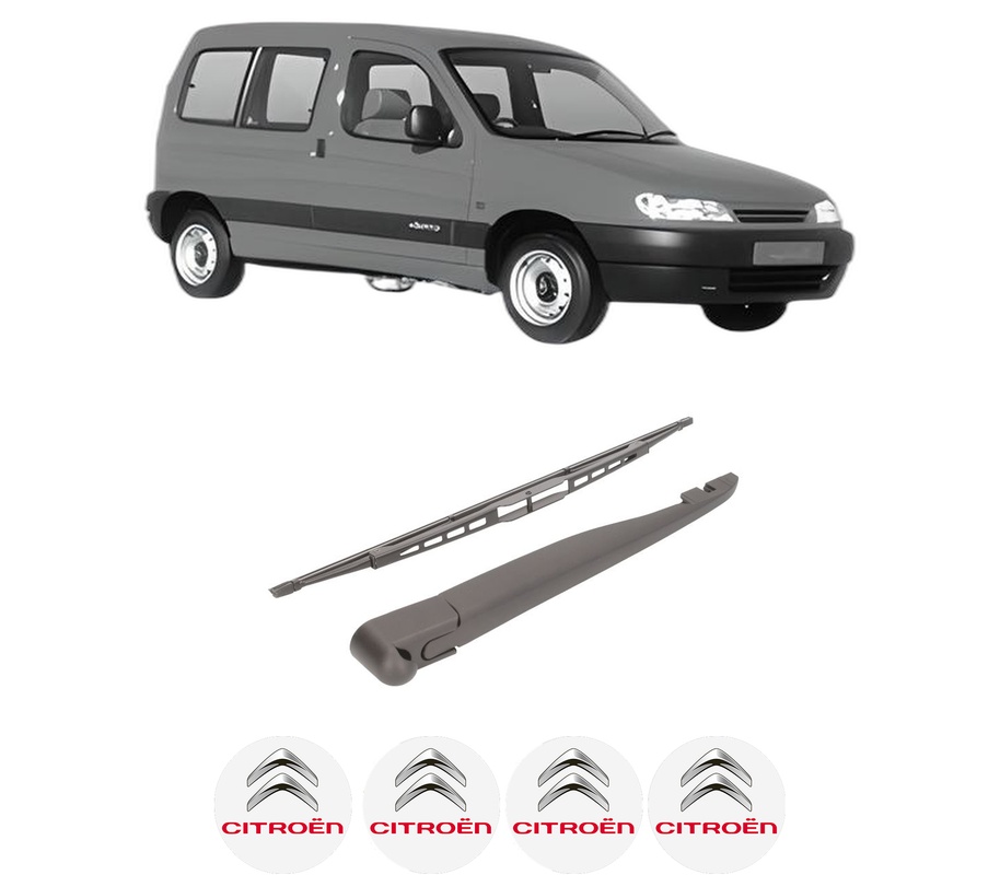 Set brat stergator spate cu lamela pentru CITROEN BERLINGO / BERLINGO FIRST MPV (MF_, GJK_, GFK_) din 1996-2011, pentru spate, din cauciuc siliconat rezistent, Cri-Flo, 4 stickere auto CITROEN
