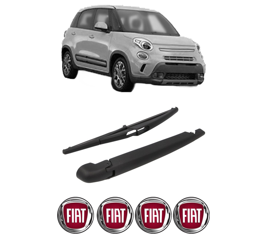 Set brat stergator spate cu lamela pentru FIAT 500L (351_, 352_) din 2012-2018, pentru spate, din cauciuc siliconat rezistent, Cri-Flo, 4 stickere auto FIAT