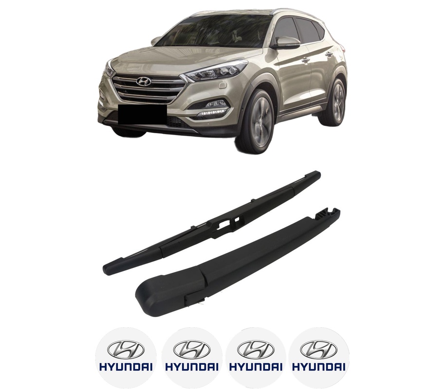 Set brat stergator spate cu lamela pentru HYUNDAI TUCSON (TL, TLE) din 2015-2023, pentru spate, din cauciuc siliconat rezistent, Cri-Flo, 4 stickere auto HYUNDAI