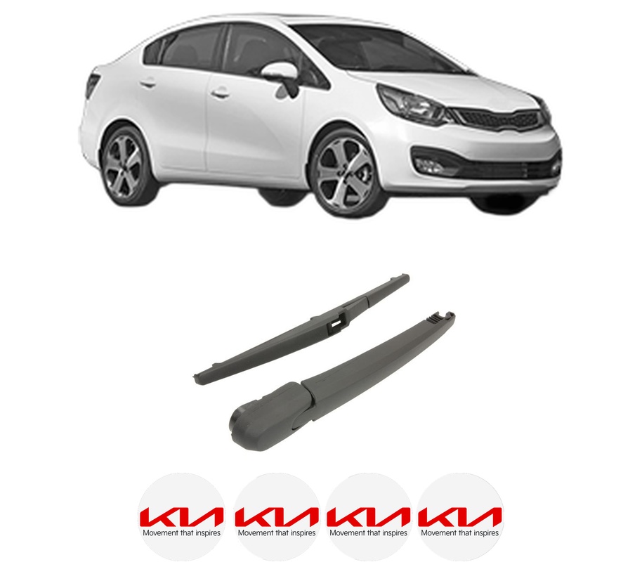 Set brat stergator spate cu lamela pentru KIA RIO III Saloon (UB) din 2011-2017, pentru spate, din cauciuc siliconat rezistent, Cri-Flo, 4 stickere auto KIA