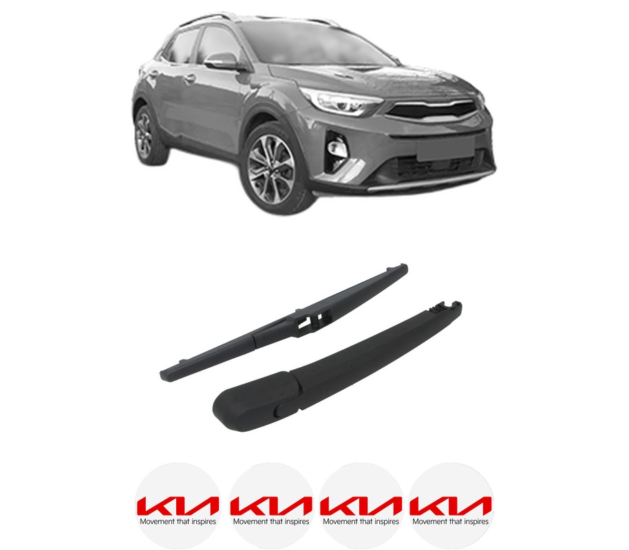 Set brat stergator spate cu lamela pentru KIA STONIC (YB) din 2017-2023, pentru spate, din cauciuc siliconat rezistent, Cri-Flo, 4 stickere auto KIA