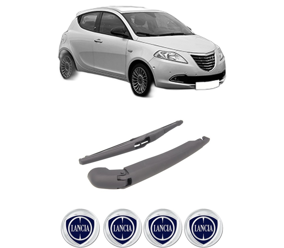 Set brat stergator spate cu lamela pentru LANCIA YPSILON (312_) din 2011-2021, pentru spate, din cauciuc siliconat rezistent, Cri-Flo, 4 stickere auto LANCIA
