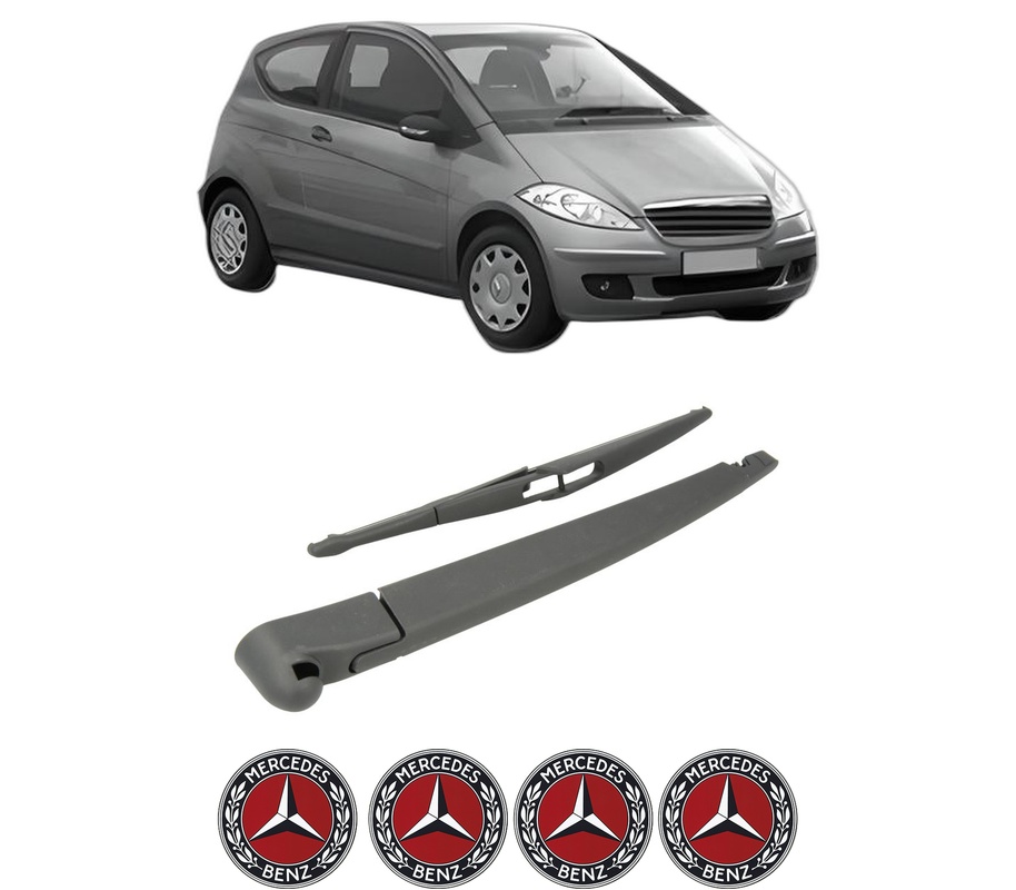 Set brat stergator spate cu lamela pentru MERCEDES-BENZ A-CLASS (W169) din 2004-2012, pentru spate, din cauciuc siliconat rezistent, Cri-Flo, 4 stickere auto MERCEDES-BENZ