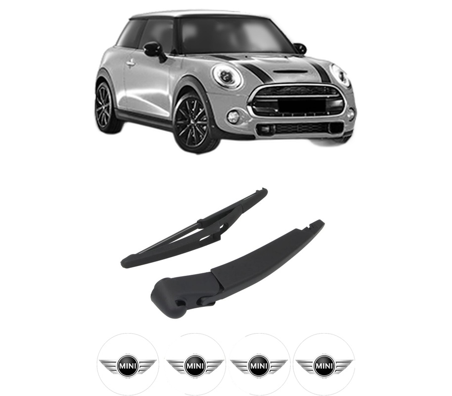 Set brat stergator spate cu lamela pentru MINI MINI (F56) din 2013-2020, pentru spate, din cauciuc siliconat rezistent, Cri-Flo, 4 stickere auto MINI