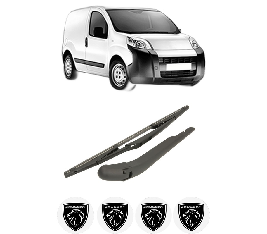 Set brat stergator spate cu lamela pentru PEUGEOT BIPPER (AA_) din 2008-2010, pentru spate, din cauciuc siliconat rezistent, Cri-Flo, 4 stickere auto PEUGEOT