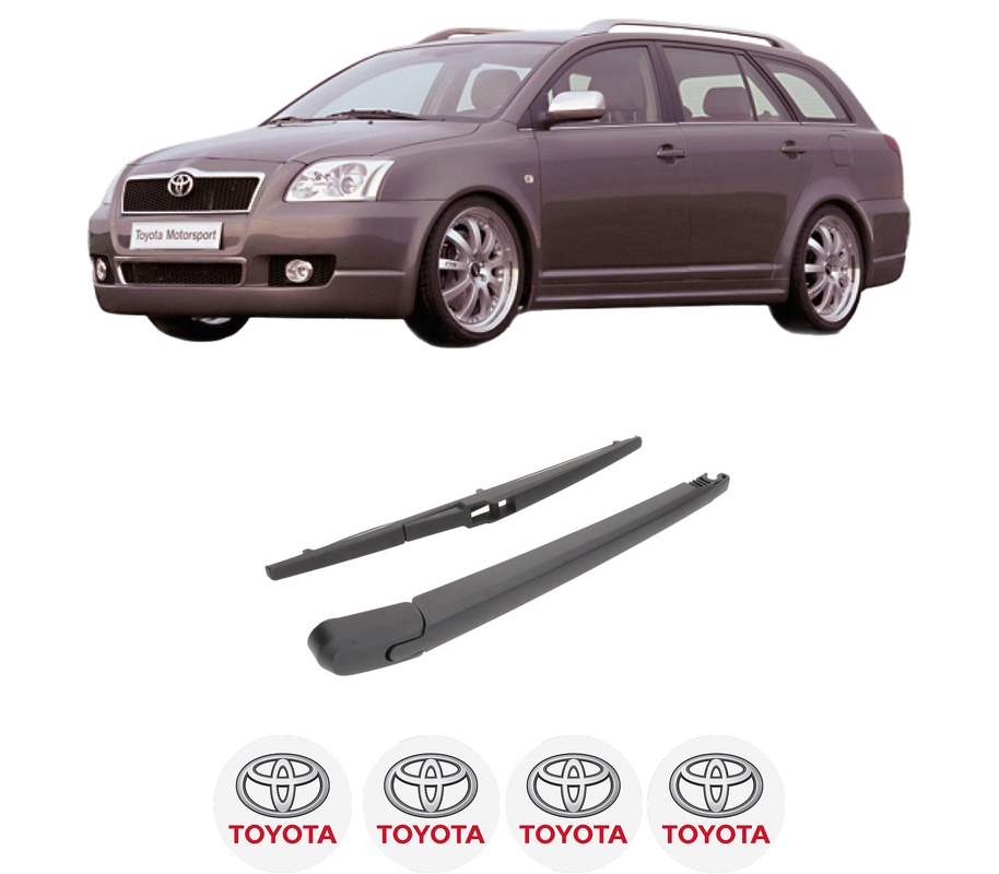 Set brat stergator spate cu lamela pentru TOYOTA AVENSIS Estate (_T25_) din 2003-2008, pentru spate, din cauciuc siliconat rezistent, Cri-Flo, 4 stickere auto TOYOTA