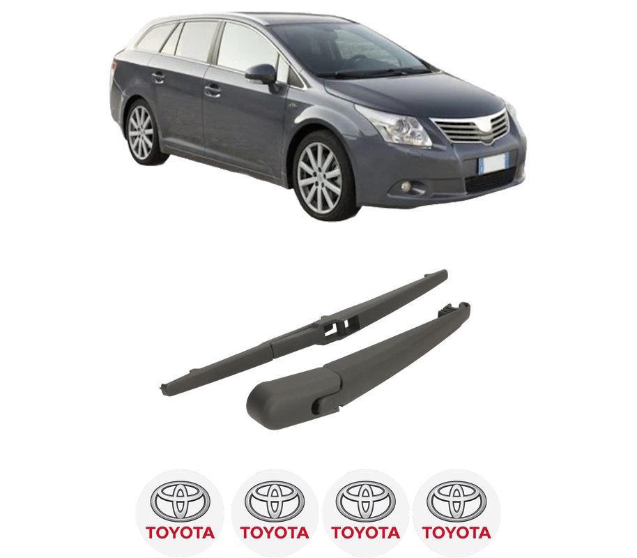 Set brat stergator spate cu lamela pentru TOYOTA AVENSIS Estate (_T27_) din 2008-2018, pentru spate, din cauciuc siliconat rezistent, Cri-Flo, 4 stickere auto TOYOTA
