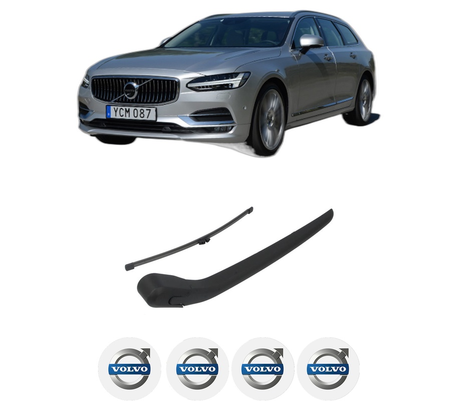 Set brat stergator spate cu lamela pentru VOLVO V90 II Estate (235) din 2017-2021, pentru spate, din cauciuc siliconat rezistent, Cri-Flo, 4 stickere auto VOLVO
