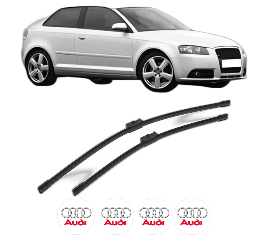 Set stergatoare auto AUDI A3 (8P1) din 2003-2012, pentru parbriz auto, 2 bucati, Bosch Aerotwin, din cauciuc siliconat rezistent, 4 Stickere Auto AUDI