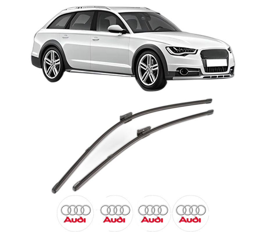 Set stergatoare auto AUDI A6 Allroad C7 (4GH, 4GJ) din 2012-2018, pentru parbriz auto, 2 bucati, Valeo Silencio Xtrm, din cauciuc siliconat rezistent, 4 Stickere Auto AUDI
