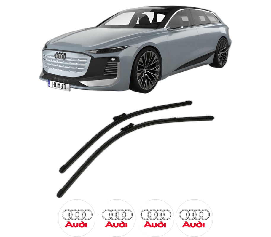 Set stergatoare auto AUDI A6 e-tron Avant (GH5) din 2024, pentru parbriz auto, 2 bucati, Valeo Silencio Xtrm, din cauciuc siliconat rezistent, 4 Stickere Auto AUDI