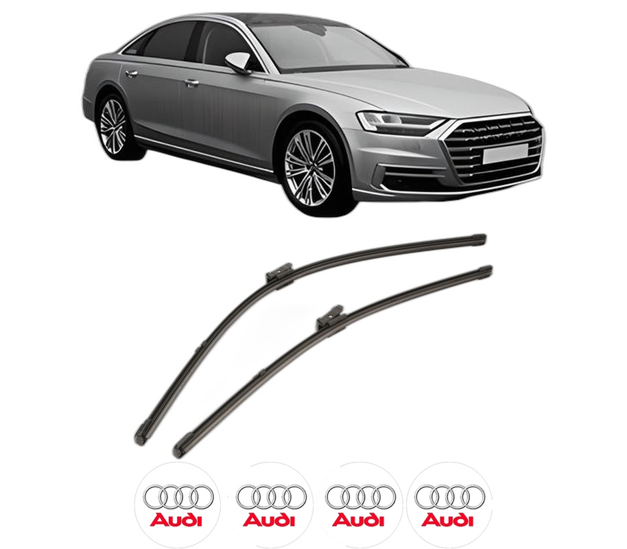 Set stergatoare auto AUDI A8 D5 (4N2, 4N8, 4NC, 4NL) din 2017-2021, pentru parbriz auto, 2 bucati, Valeo Silencio Xtrm, din cauciuc siliconat rezistent, 4 Stickere Auto AUDI
